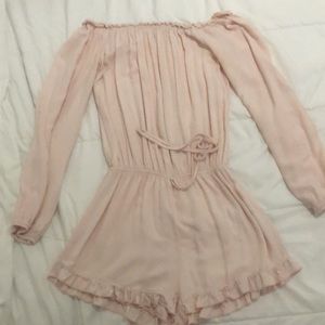 brandy melville off shoulder pink romper